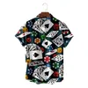 Camisas casuais masculinas Moda de verão masculino Hawaiian Slave Button Skull Spades Poker Print Beach Aloha Camisa Plus Tamanho 5xmen's