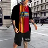 Survêtements pour hommes T-shirt d'été costume short pour hommes manches courtes rayé motif de musique imprimé en 3D col rond haut décontracté ensemble 2 pièces séchage rapide