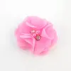 28 fiori di chiffon di colore con centro di strass di perle Fiore artificiale Accessori per capelli per bambini Fasce per capelli Fiore senza forcina