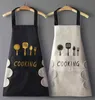 Household Waterproof And Oil-Proof Table Vegetable Hand-wiping Kitchen Apron Fashion creative cute Household Women's Adult Apron Y220426