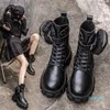 Дизайнерские женские монолитные мотоциклетные ботинки роскошные черные коленные ботинки платформы высококачественный размер 35-40