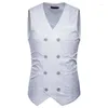 Men's Vests White Paisley Double Breasted Dress Suit Vest Men 2022 Brand Slim Fit Wedding Grom Prom Waistcoat Gilet Costume XXL Phin22