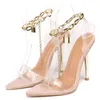 Sexy High Heels Metal Chain Pumps Pumps Designer Buty Stiletto Open-Toke Sandals Sandals Party Rozmiar 41 42 220531