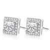 Stud Utimtree Simple Design Sliver 925 Princess-cut Big Square CZ Cubic Zirconia Bröllopsörhängen för kvinnor Alla hjärtans dag presentStud