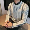 ブランド衣料品の男性は暖かい冬の偽物2編みのセータースマールスリムフィットビジネスカジュアルセットヘッドセータープラスサイズ4xl 220813