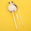 Gel Pens 16 Pcs/lot Creative Milk Cow Hairball Pen Cute 0.5mm Black Ink Signature School Writing Supply Promotional Gift