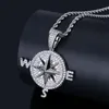 Chaînes Hip Hop Rock 925 Sterling Argent Compass Forme Créé Moissanite Gemstone Party Pendentif Collier Fine Bijoux Cadeau