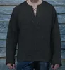 メンズコットンリネンTシャツ男性ソリッドカラーvネック包帯Tシャツカジュアル長袖リネンTシャツトップスS4XL 220813