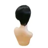 Krótka prosta Bob Pixie Cut Non Lace Front Peruka z grzywką dla czarnych kobiet Brazylijska pełna maszyna Made Human Hair Parg