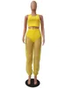 NEON TrackSuit 2 조각 세트 여성 농작물 탑 및 투명 바지 세트 캐주얼 조깅 팜므 스포츠웨어 여름 옷 플러스 사이즈