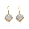Korean Sweet Rhinestones Dangle Earrings Women Wedding Bridal Minimalism French Heart Pendant Ear Jewelry Accessories