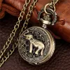 Steampunk Lovely Elephant Design Men Women Quartz Analog Pocket Watch Arabic Number Clock Necklace Pendant Chain