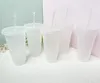 24オンスのクリアカッププラスチック透明なタンブラー夏の再利用可能な冷たい飲酒コーヒージュースマグカップとストローFY5305 0728