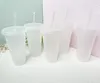 24oz Clear Cup Plastic transparante Tumbler zomer herbruikbare koud drinken koffie sap mok met deksel en stro fy5305 0728