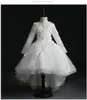 女の子のドレスエレガントな白いレースフラワーガールドレスパーティーページェントガウンアップリックプリンセスウェディング長袖ファースト聖体