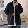 Männer Lässige Hemden Grau / Schwarz / Weiß Hemd Männer Mode Society Herren Kleid Koreanische lose langärmlige feste Farbe M-2XL