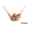 Fruit Fruit Fruit Hammock Cucina Messa in magazzino Organizzatore in tessuto a mano in cotone leggero rete con anello in legno per l'organizzazione domestica