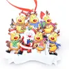 Personalisierter Familienornament 2022, Weihnachtsornament 2022, Weihnachtsmann, Rentier, Weihnachtsdekoration, Familie mit 1–6 Köpfen, Ornament mit Seil