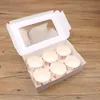 Present Wrap Cupcake Box med avtagbar bricka för 2/4/6/12 koppar Cake Holder Party Christmas Food Kitchen Accessories PistorGift
