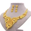 Ensemble de bijoux pour femmes collier collier + boucles d'oreilles feuille creuse géométrie Style ethnique 18k arabie indien dubaï cadeau de fête de mariage africain
