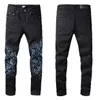 2022 nuovi jeans da uomo moda jeans a gamba sottile pantaloni da motociclista a cinque stelle pantaloni in denim con strisce di diamanti d'acqua in difficoltà taglia 29-40 di alta qualità