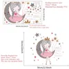 Princess On the Moon Wall Sticker Girls Room Bed Decor Wallpaper Living For Home Decoration Beautiful Cartoons Stickers 220716