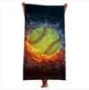 Strandhanddoeken Honkbal Softbal Microfiber Voetbal Voetbal Sport Zwemmen Sneldrogende badhanddoeken Vierkante bedrukte badkamer Body Wrap Badjassen B12