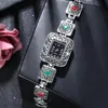 Bracelets de charme Trendy Silver Plated Bracelet Watch for Women Jewelry Personality Resin Crystal Girls Lady Quartz Acessórios Kent22