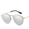 Sunglasses Mirror Sun Glasses Luxury Round Women Brand Designer CatEye Retro Rimless Sunglass Female