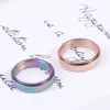 Gold Rrosted Rotatable Band Rings Stainless Steel Rainbow Finger Rotating Spinner Rings for Women Men Fashion Jewelry