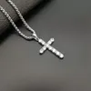 Pendant Necklaces Hip Hop Claw Setting CZ Stone Bling Iced Out Stainless Steel Litter Cross For Men Women Rapper JewelryPendant
