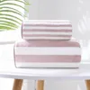 Towel High Density Warp Knitted Coral Fleece Set Colored Striped Bath Wraps Face And Shower 2 Piece For Women Men Kids