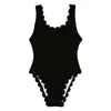 Women's Swimwear Sexy Women Scalloped Textured Fan-shaped One-piece Swimsuit Solid Color Push Up Padded Beach Swimming Suit