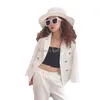 Girls Formal Suit Blazer Jacket Pants 2pcs Dress Kids Wedding Party Clothing Set Teenager Girls School Performance Suit 220813