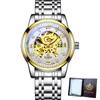 Wristwatches Arrival Mg.orkina Men#39 ؛ S Watches 2022 Hudicury Skeleton Brand Band Stainless Band Officatic Mechanical Men WatchWri