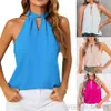 2022 Summer Women's New Womens Neck Tie Tie Cilepon Vest Solid Dooveless Bantage Tops