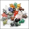 Charms sieraden bevindingen Componenten Mix Natural Stone Quartz Crystal Amethist Agates Aventurine Mushroom Pendant voor DIY Making Accessoires