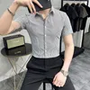 Koszulki męskie wysokiej jakości pasiaste koszula biznesowe Mężczyźni Slunie Slin Slin Office Social Odzież uliczna