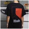 Rhude American Rock Hip Hop 패션 브랜드 인쇄 라운드 넥 짧은 슬리브 남성 고지 트렌드 느슨한 티셔츠 커플