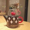 Starbucks Cup 2022 Cadeau de la Saint-Valentin Amour Rencontre Joueur d'échecs Motif en damier King Queen Groupe de tasses de thé pour hommes et femmes