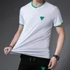 Men's T-Shirts European station simple short-sleeved t-shirt men's fashion trend loose elastic round neck bottoming shirt youth ins solid color half sleeve