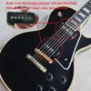 1958 Reissue Black P90 Pickup Guitare électrique noire Touche en palissandre, reliure de corps jaune, incrustation de bloc de perles blanches