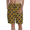 Herr shorts glad solrosbräda ljusgul blommor strand korta byxor elastisk midje mönster design simning stammar plus sizemen's