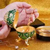 Luxury Green Faberge Easter Egg Russian Royal Case Leg Jewelery Box Holder For Necklace Armband Tablett Dekoration H220505