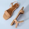 Stor storlek Mujer de Sandals Sandalias Kvinnor Solid Color Casual Flat Ladies Shoes Summer Fashion Simple Buckle Strap Woman Sandalsandals Andals 595