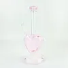 9 pouces rose coeur forme verre narguilé Shisha Dab plate-forme fumer tuyau d'eau en verre Bong