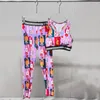 Fato de Treino Feminino Colete Calça Conjuntos de Ioga Letra Estampada 22ss Conjunto Feminino de Duas Peças Sexy Feminina Roupas Fitness Roupas Esportivas Terno