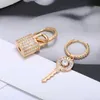 Dangle & Chandelier Lock Key CZ Drop Earrings For Woman Crystal Hanging Sliver Gold Color Earrring Friend Lover Jewelry GiftDangle