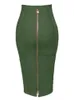 Free Plus Size XL XXL Summer Fashion Sexy Zipper Bandage Skirt Designer A Line Bodycon Pencil Faldas 58cm 220317