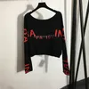 Kadın Sweaters Tasarımcısı Kadın Gevşek Sweaters Örgü Üstleri Üstler Baskı Kızlar Üst Gömlek Yüksek Uçlu Uzun Kollu Streç Pullover Gömlek 4SDA